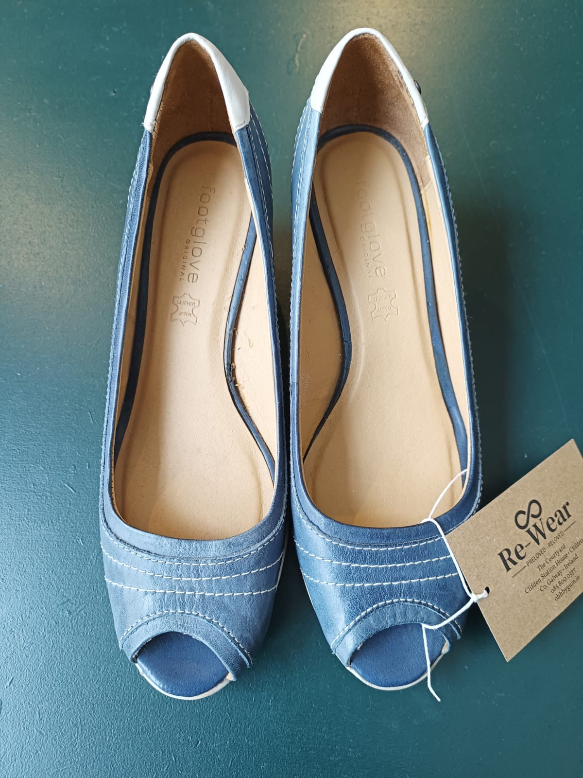 Re-Wear Footglove Blue Pepped Toe Wedges-Re-Wear-Ohh! By Gum - Shop Sustainable