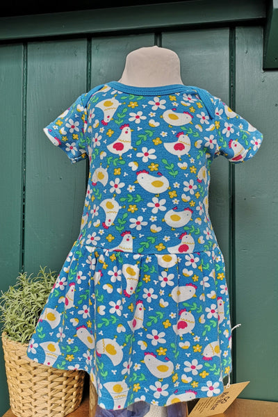 Re-Wear Frugi Little Hen Blue Print Body Dress in 3 - 6 mths-Re-Wear-Ohh! By Gum - Shop Sustainable