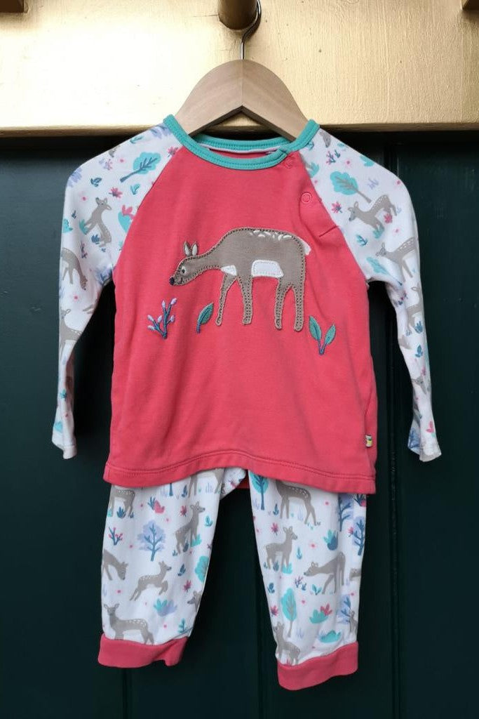 Re-Wear Frugi Pink & White Deer Applique Pyjamas-Re-Wear-Ohh! By Gum - Shop Sustainable