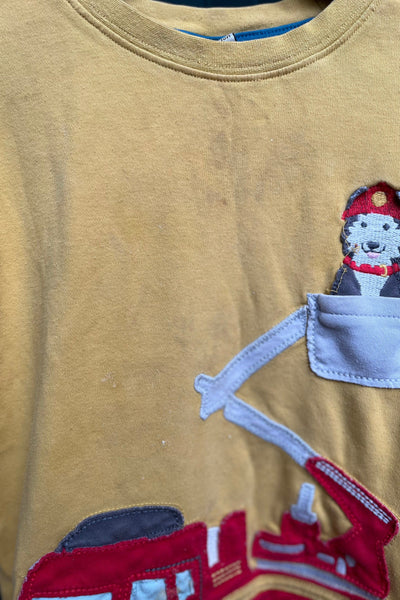 Re-Wear Frugi Yellow Dog Fire Truck Top-Re-Wear-Ohh! By Gum - Shop Sustainable