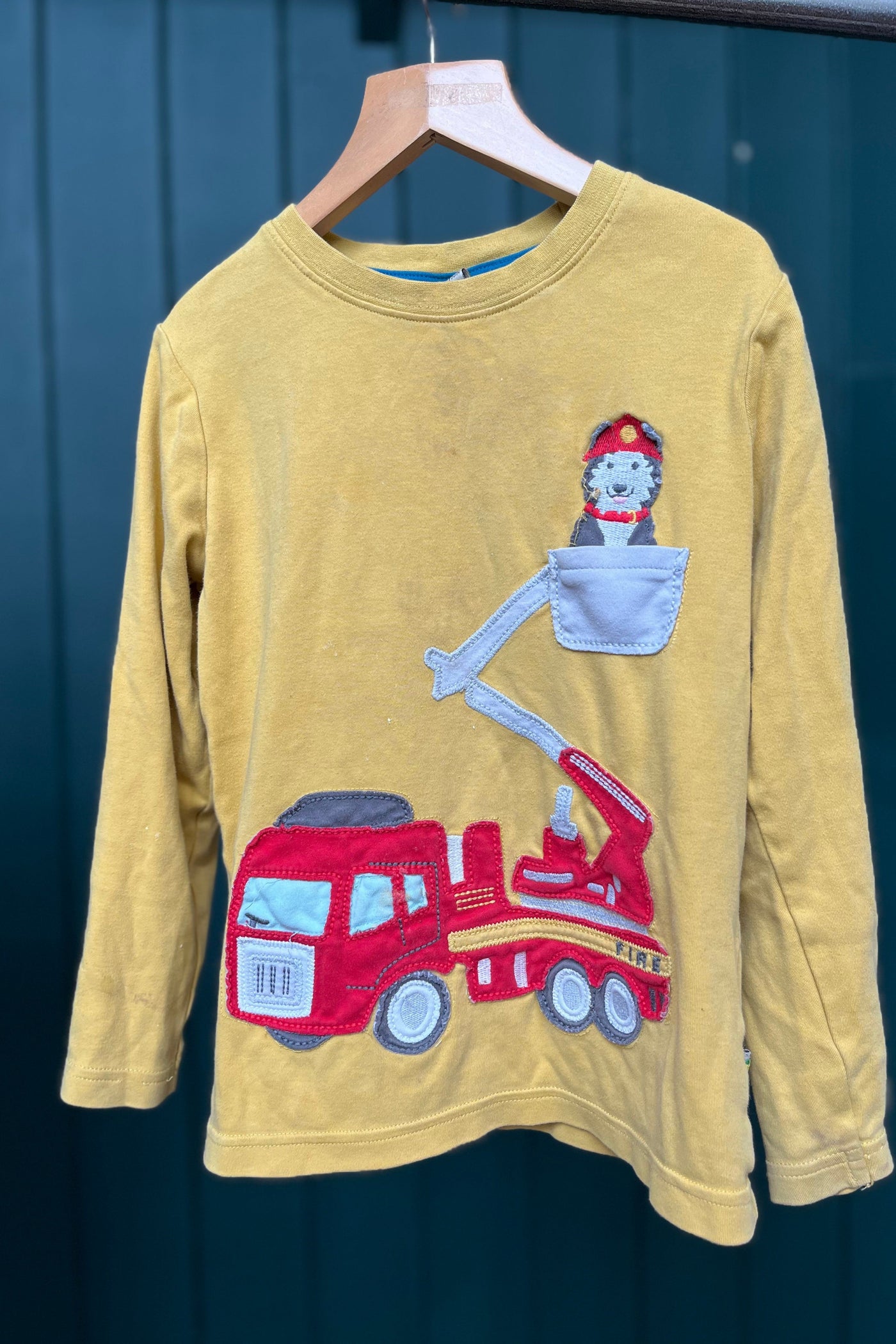 Re-Wear Frugi Yellow Dog Fire Truck Top-Re-Wear-Ohh! By Gum - Shop Sustainable