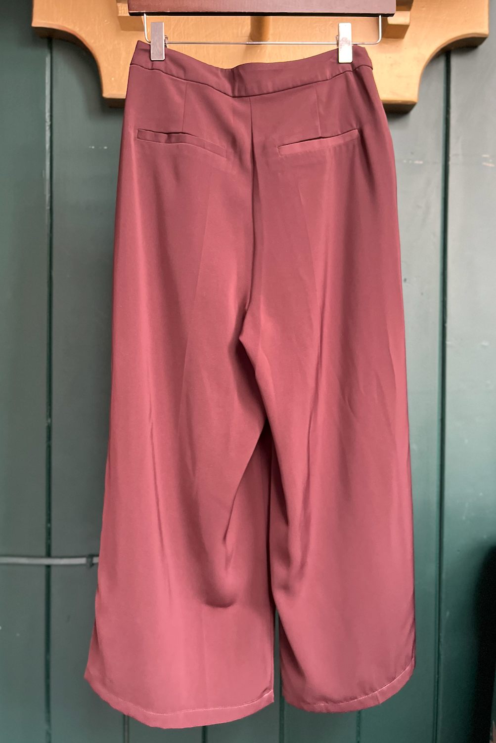 Re-Wear Ichi Maroon Cropped Belted Trousers-Re-Wear-Ohh! By Gum - Shop Sustainable