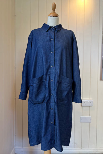 Re-Wear Jaeger Dark Denim Blue Shirt Dress-Re-Wear-Ohh! By Gum - Shop Sustainable