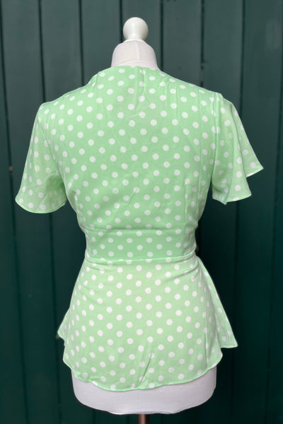 Re-Wear Marc Angelo Mint Green Polka Dot Top With Tie Belt-Re-Wear-Ohh! By Gum - Shop Sustainable