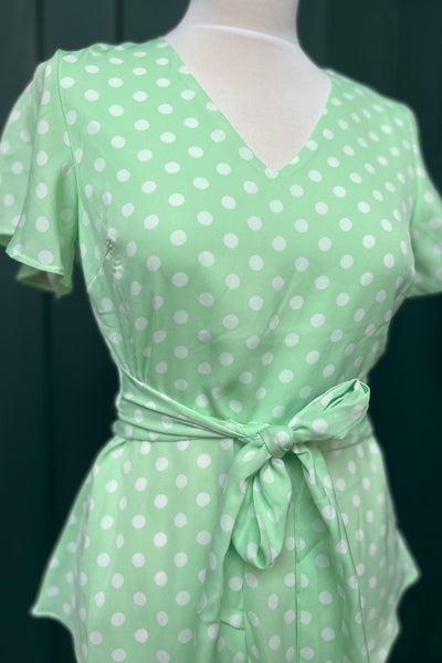 Re-Wear Marc Angelo Mint Green Polka Dot Top With Tie Belt-Re-Wear-Ohh! By Gum - Shop Sustainable