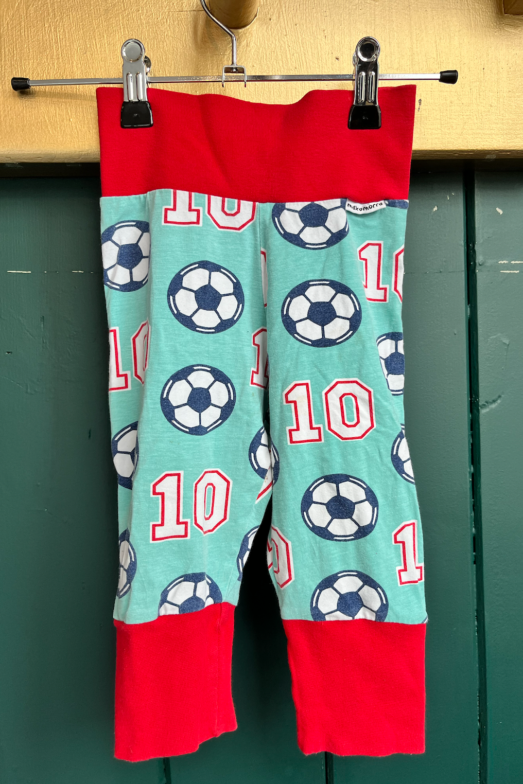 Re-Wear Maxomorra Turquoise/Red Football Bottoms-Re-Wear-Ohh! By Gum - Shop Sustainable