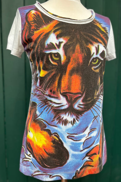 Re-Wear Mirror Tiger Face Print T-Shirt-Re-Wear-Ohh! By Gum - Shop Sustainable