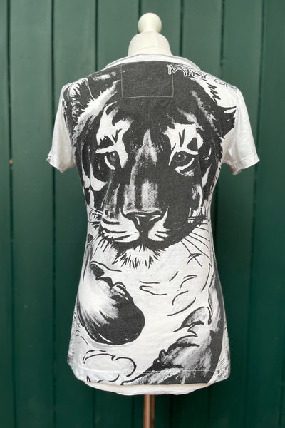 Re-Wear Mirror Tiger Face Print T-Shirt-Re-Wear-Ohh! By Gum - Shop Sustainable