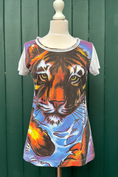 Re-Wear Mirror Tiger Face Print T-Shirt-Re-Wear-Ohh! By Gum - Shop Sustainable