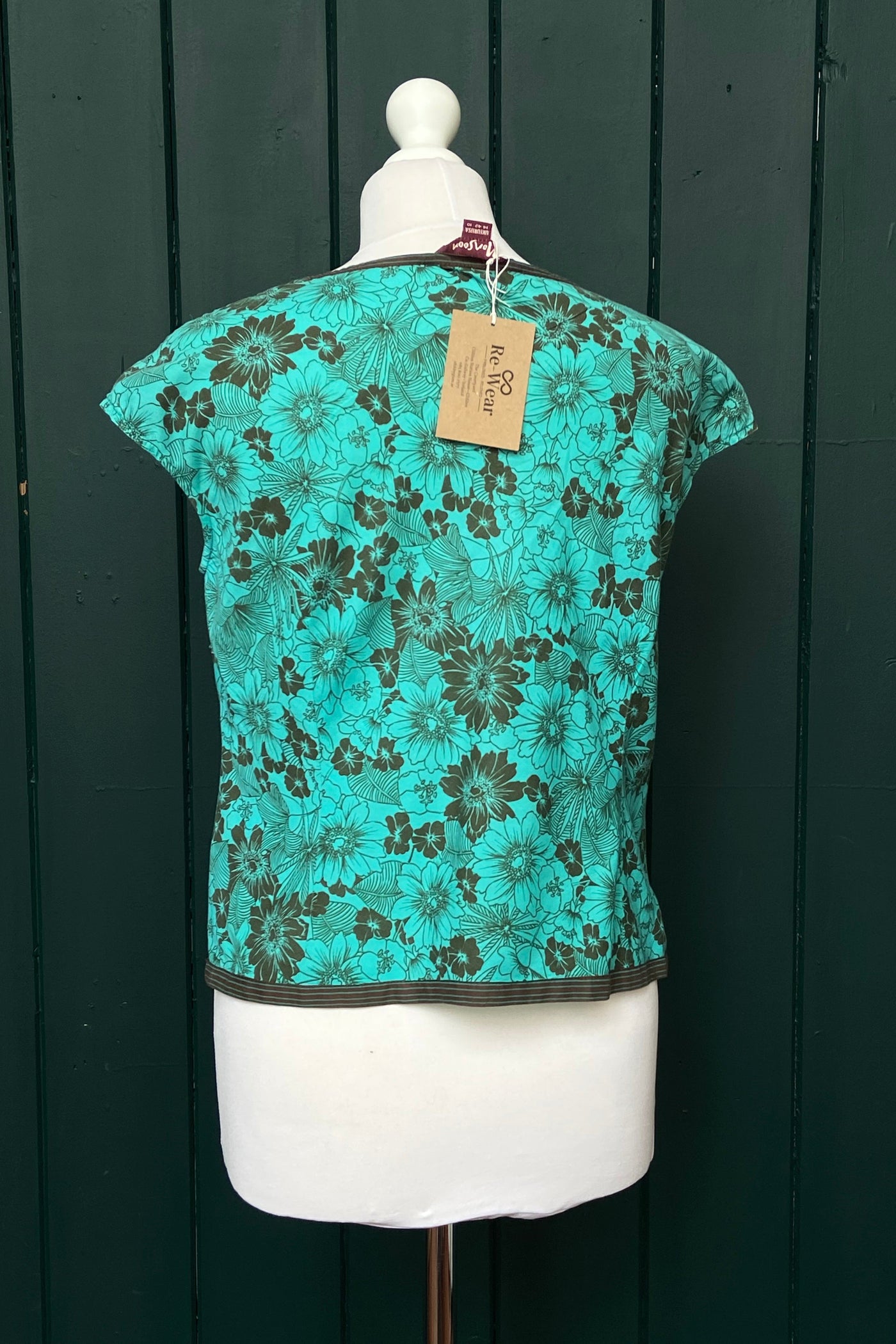 Re-Wear Monsoon Green & Brown Printed Top With Sequins-Re-Wear-Ohh! By Gum - Shop Sustainable