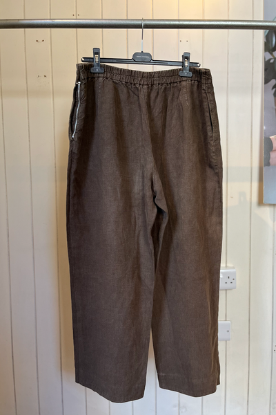 Re-Wear Oska Brown Linen Wide Leg Trousers-Re-Wear-Ohh! By Gum - Shop Sustainable