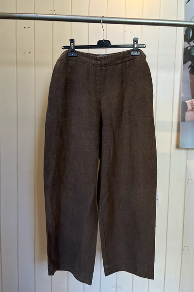 Re-Wear Oska Brown Linen Wide Leg Trousers-Re-Wear-Ohh! By Gum - Shop Sustainable