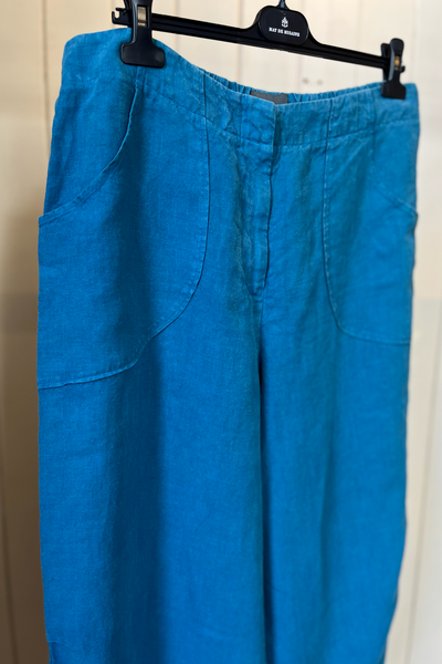 Re-Wear Oska Turquoise Linen Wide Leg Trousers-Re-Wear-Ohh! By Gum - Shop Sustainable