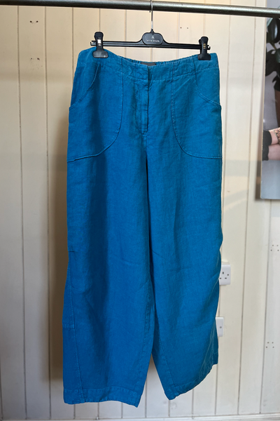 Re-Wear Oska Turquoise Linen Wide Leg Trousers-Re-Wear-Ohh! By Gum - Shop Sustainable