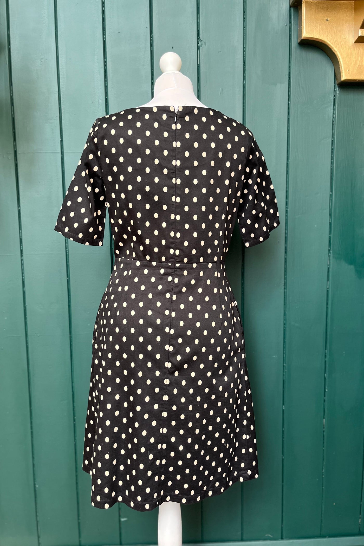 Re-Wear People Tree Black Polka Dot Dress, Size 12-Re-Wear-Ohh! By Gum - Shop Sustainable