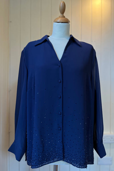 Re-Wear Personal Choice Marine Navy Beaded Blouse-Re-Wear-Ohh! By Gum - Shop Sustainable