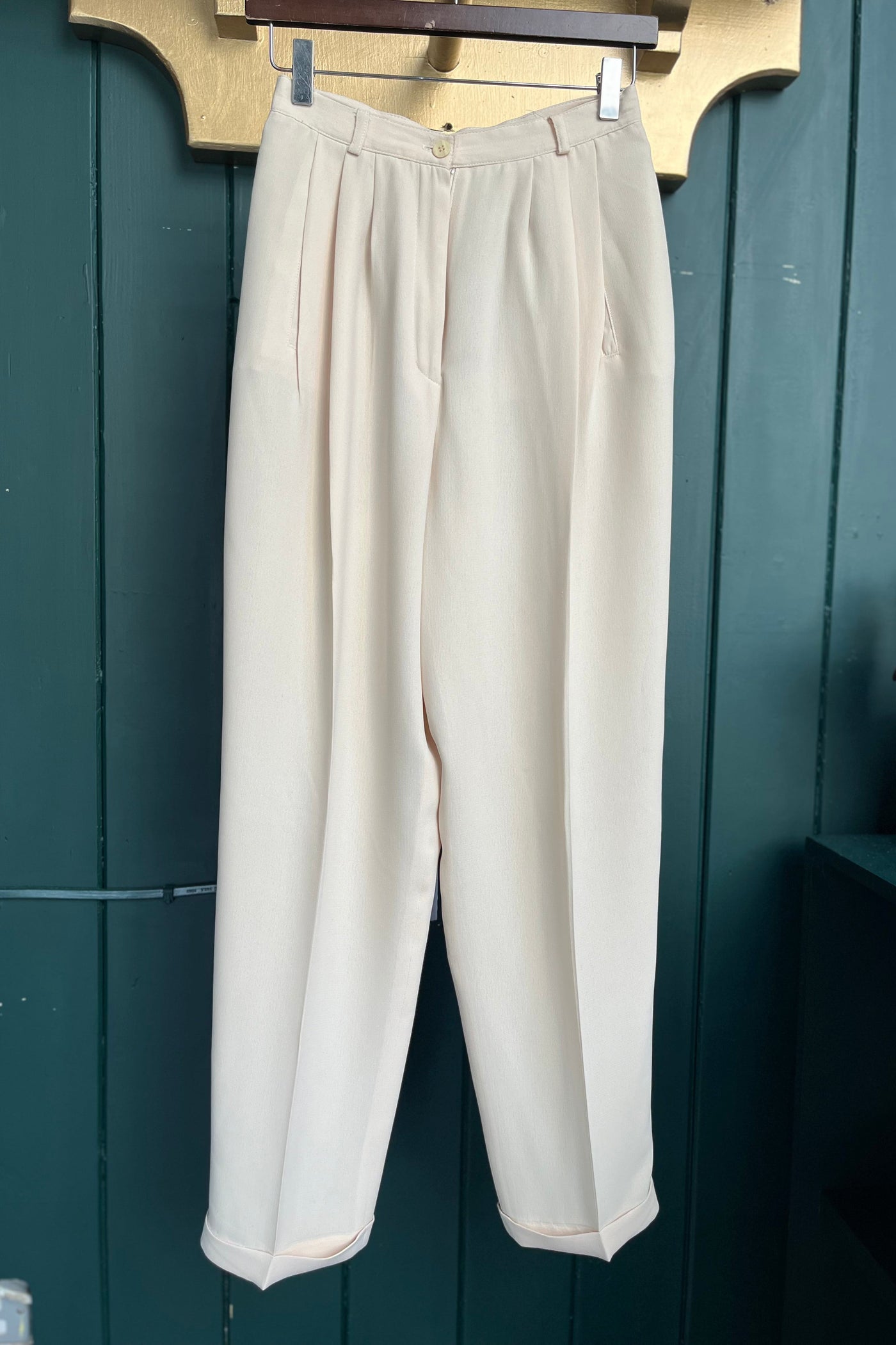 Re-Wear Rena Powan Fully Lined Cream Trousers in size 4PP-Re-Wear-Ohh! By Gum - Shop Sustainable