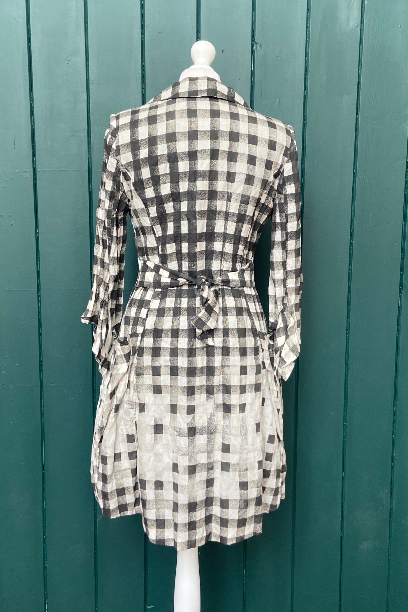 Re-Wear Vivi Black & White Checker Print Dress with Padded Shoulders-Re-Wear-Ohh! By Gum - Shop Sustainable