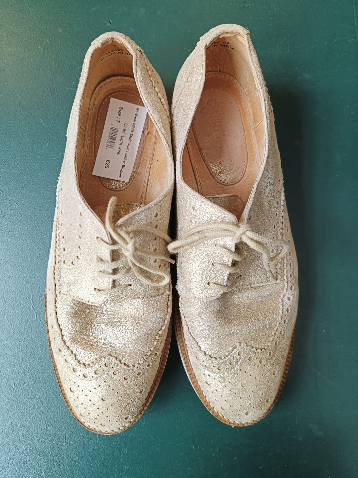 Re-Wear White Stuff Gold Brogues Size 7-Re-Wear-Ohh! By Gum - Shop Sustainable