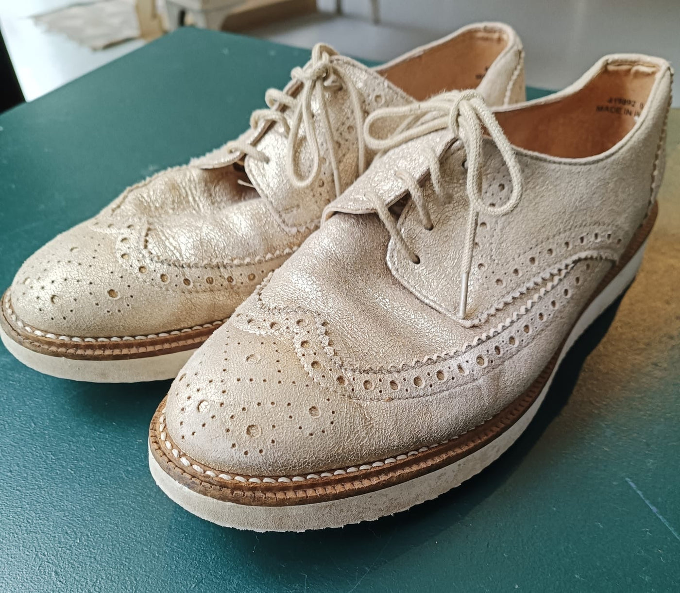 Re-Wear White Stuff Gold Brogues Size 7-Re-Wear-Ohh! By Gum - Shop Sustainable