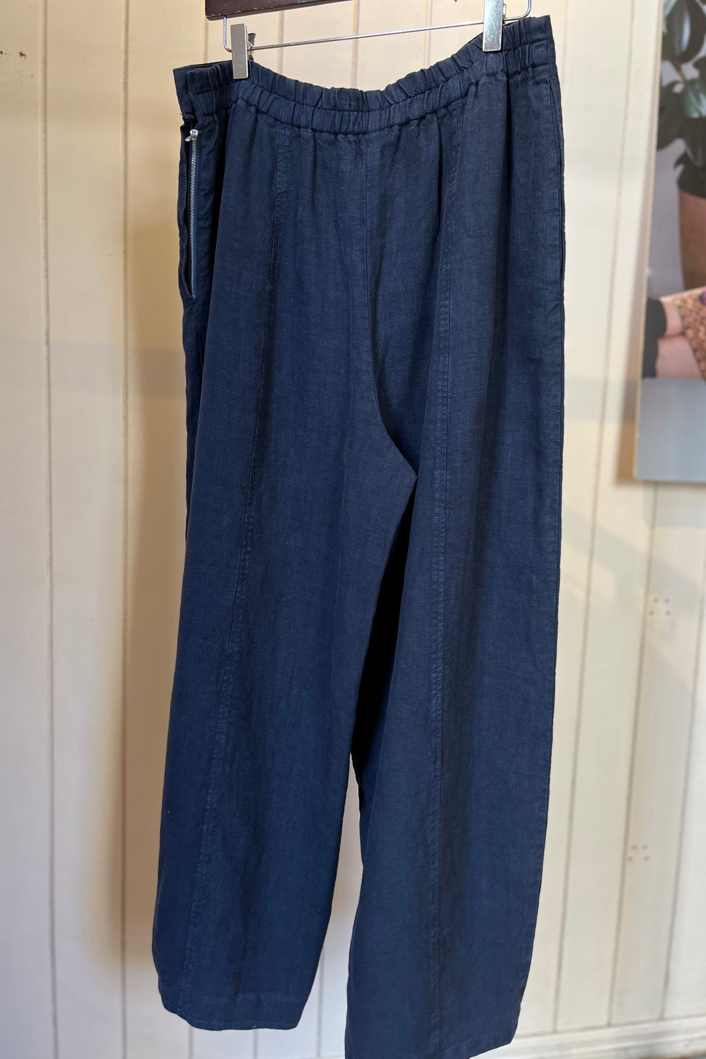 Re-Wear Yisha Navy Linen Wide Leg Trousers-Re-Wear-Ohh! By Gum - Shop Sustainable