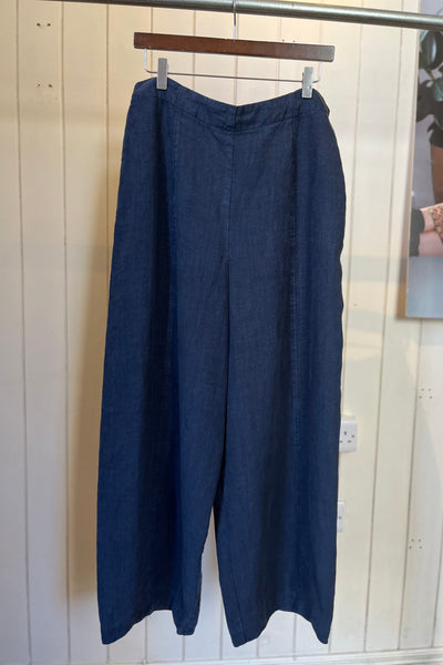 Re-Wear Yisha Navy Linen Wide Leg Trousers-Re-Wear-Ohh! By Gum - Shop Sustainable