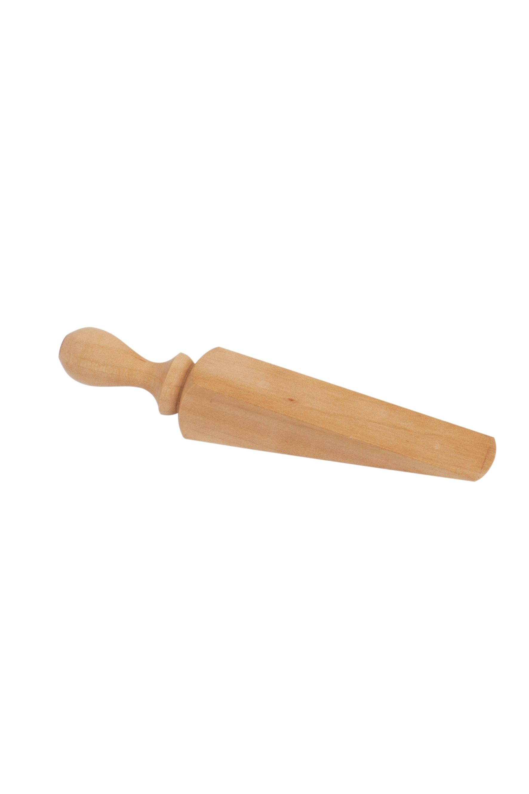 Wooden door stop on a white background