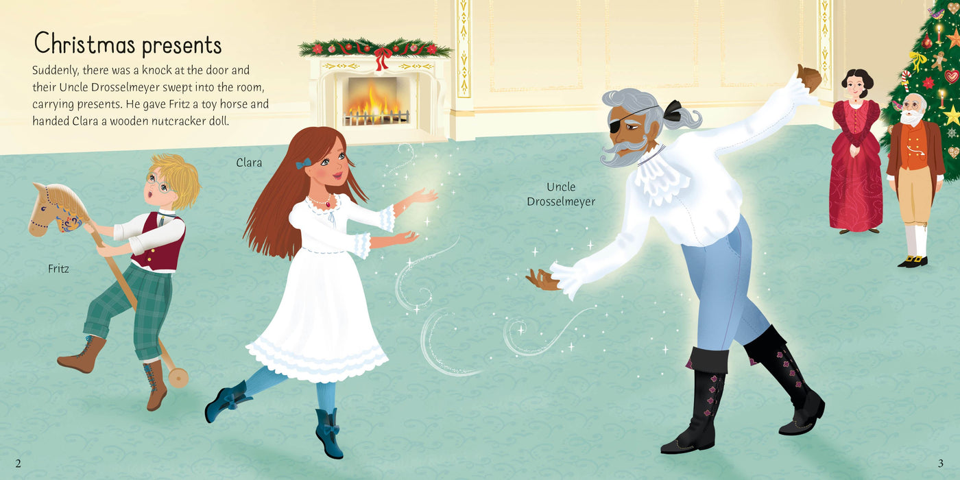 Illustration of a family scene with a man, woman, and children in a living room setting.