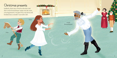 Illustration of a family scene with a man, woman, and children in a living room setting.