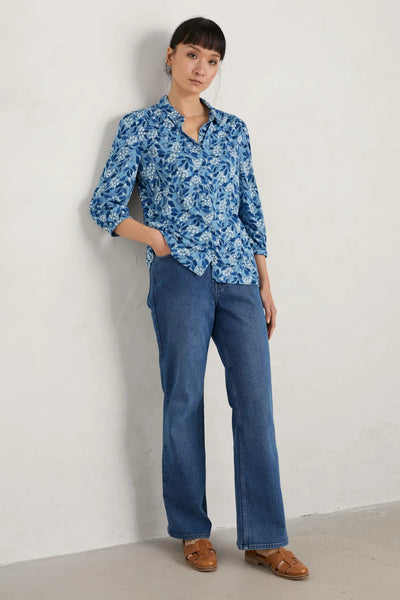 Seasalt 3/4 Embrace Shirt - Flower Meadow Blue Fog-Womens-Ohh! By Gum - Shop Sustainable