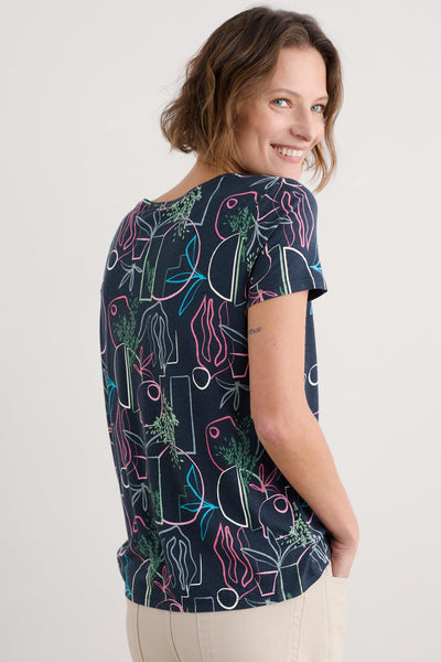 Back view of the Seasalt Appletree T-shirt showing the floral print and easy fit.