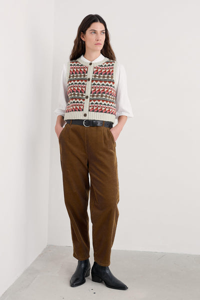 Seasalt Dawson Pick Vest Fairisle Zig Zag Geo Aran Red Sail