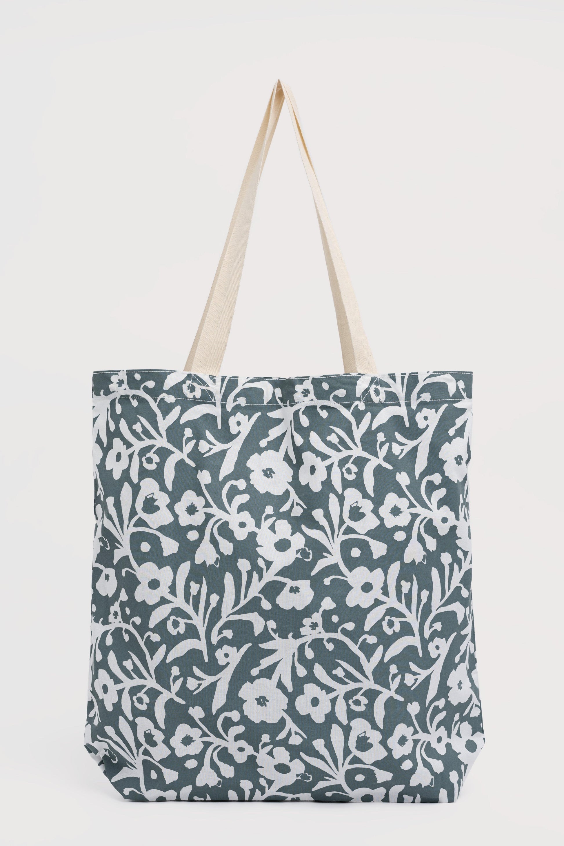 Tote bag with floral pattern on a white background
