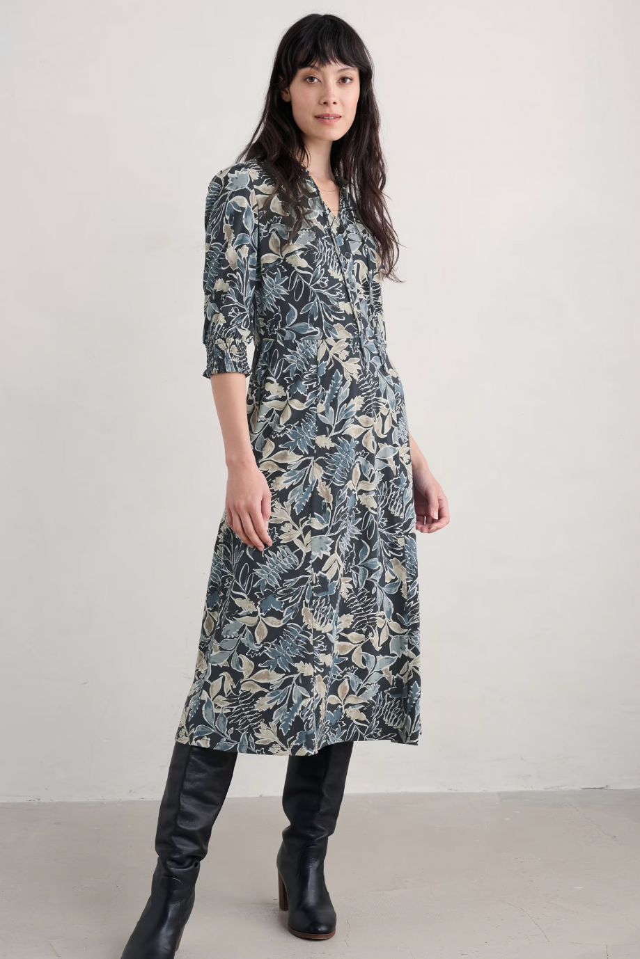 Seasalt Foxtrot Dress-Inked Foliage Dusky Jade-Womens-Ohh! By Gum - Shop Sustainable