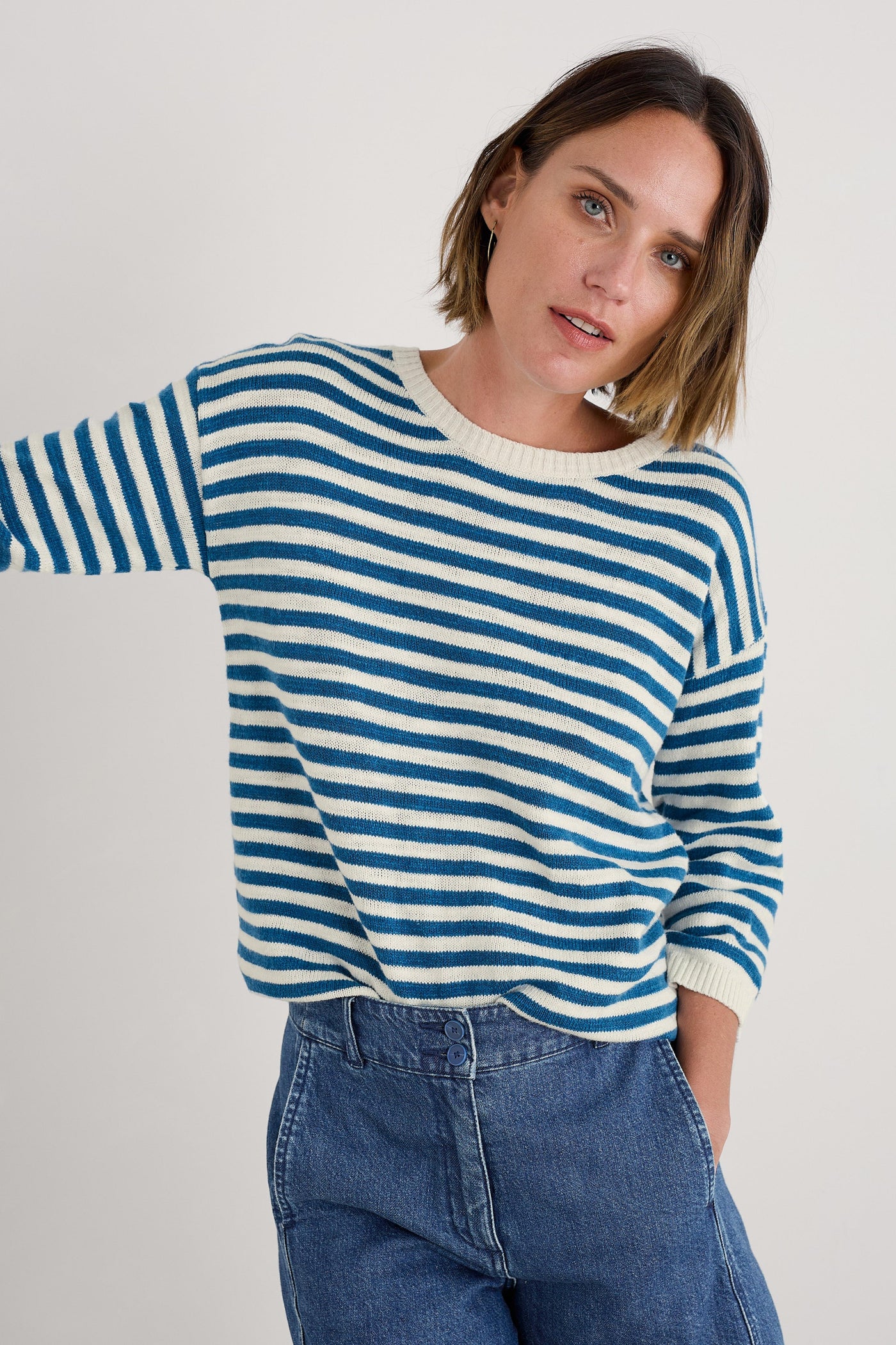 Seasalt Knavock Jumper in Knit Mini Cornish Sailor Ecru