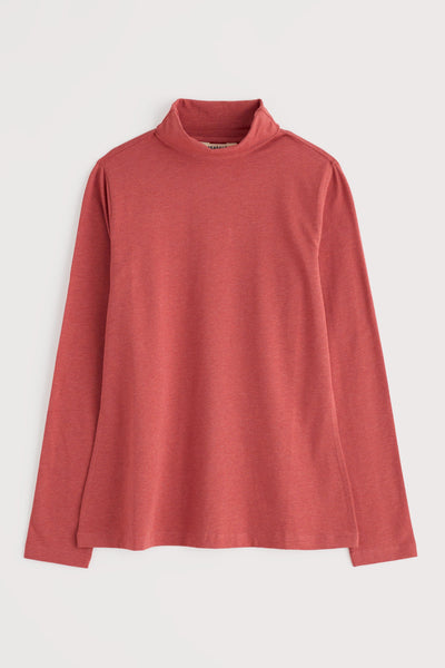 Red long-sleeve shirt on a light gray background