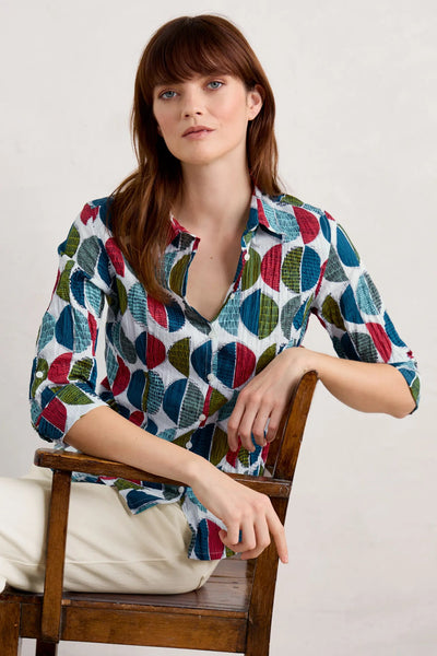 Seasalt Larissa Organic Cotton Shirt - Circle Markings Chalk-Womens-Ohh! By Gum - Shop Sustainable