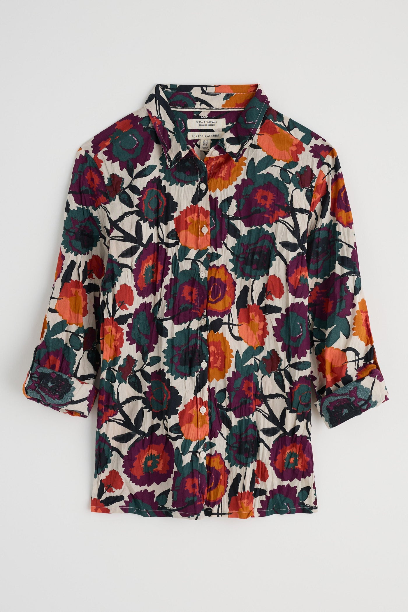 Floral patterned shirt on a white background