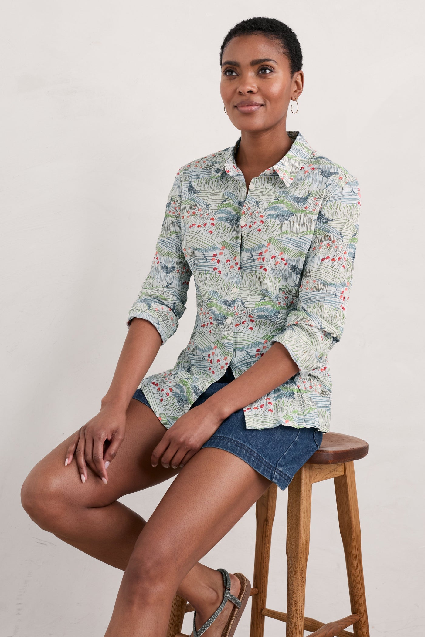 Seasalt Larissa Shirt-Meadow Birds Chalk-Womens-Ohh! By Gum - Shop Sustainable