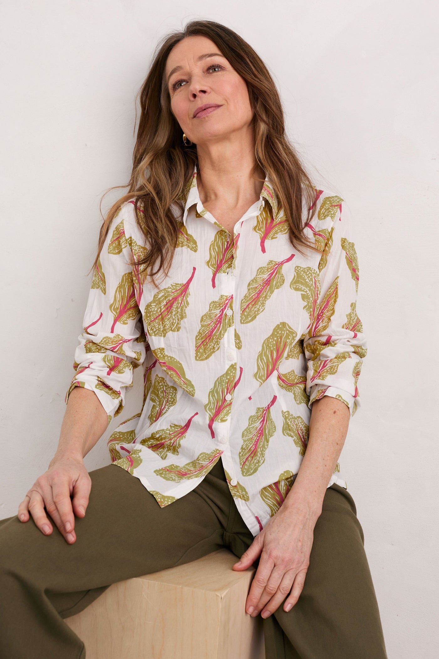 Seasalt Larissa Shirt in Chard Leaves Chalk-Womens-Ohh! By Gum - Shop Sustainable