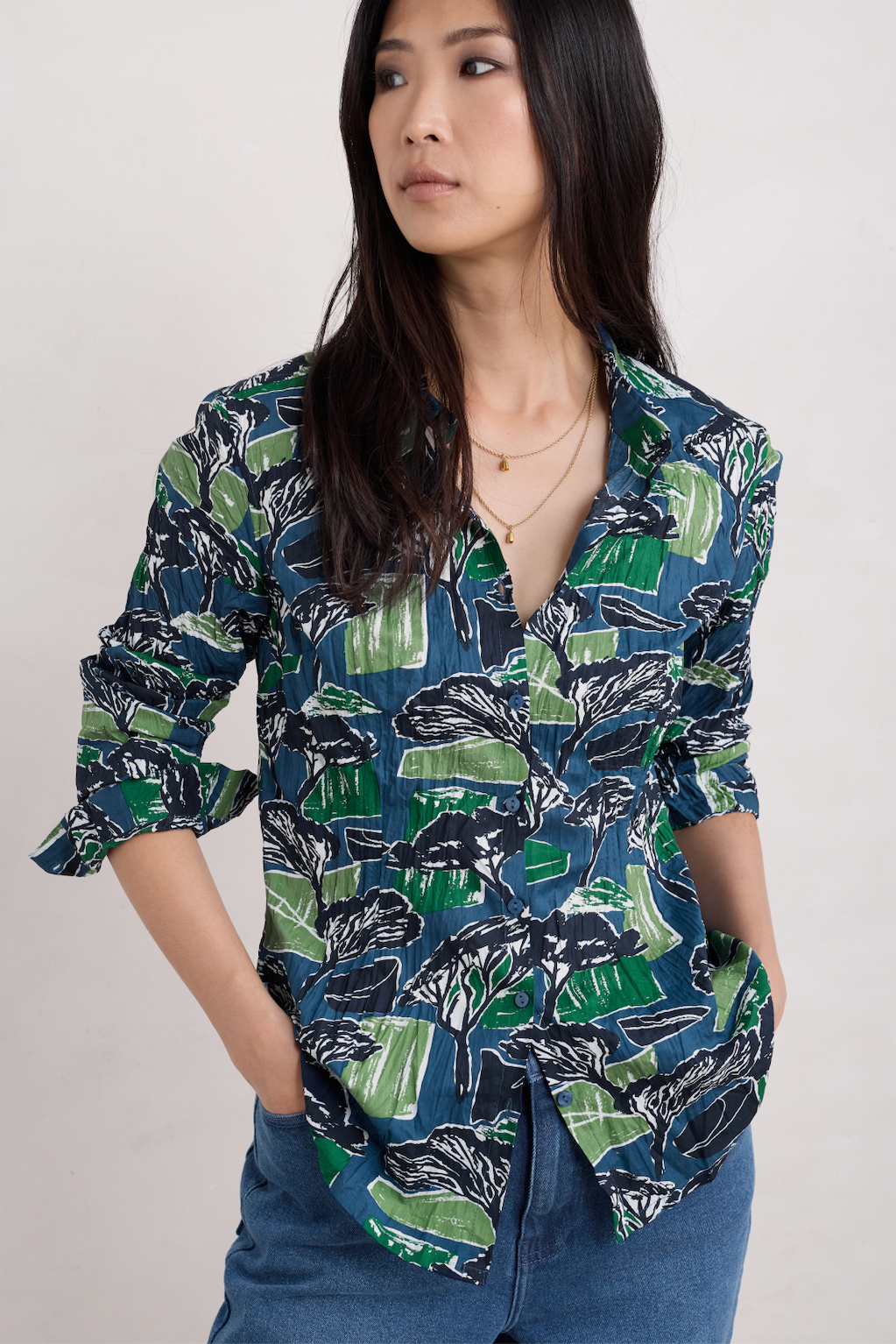 Seasalt Larissa Shirt in Sketchbook Trees Sea Cave-Womens-Ohh! By Gum - Shop Sustainable