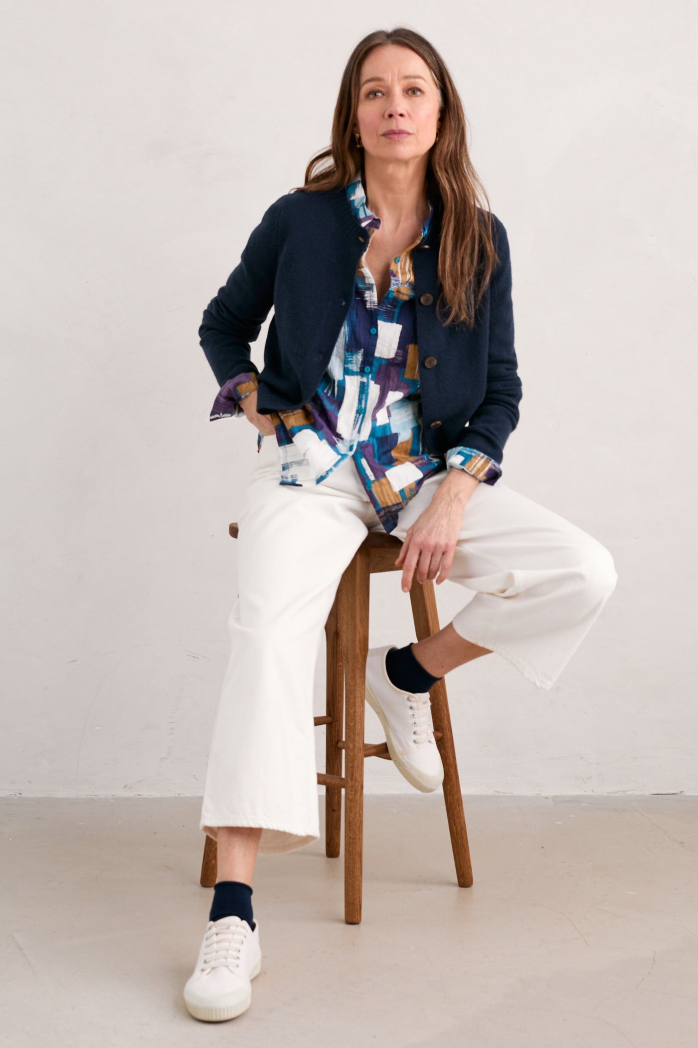 Seasalt Larissa Shirt in Stitched Abstract Starling-Womens-Ohh! By Gum - Shop Sustainable