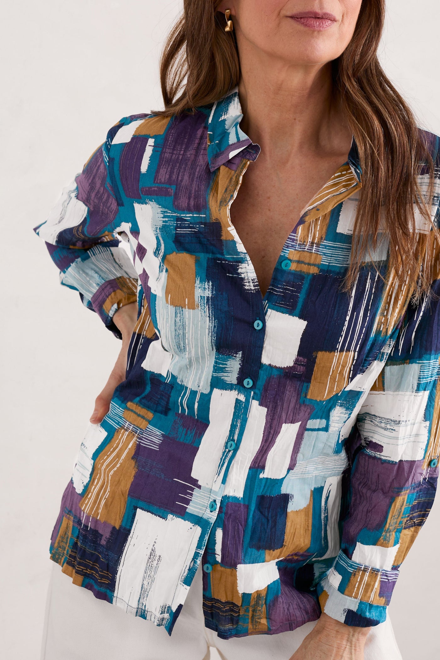 Seasalt Larissa Shirt in Stitched Abstract Starling-Womens-Ohh! By Gum - Shop Sustainable