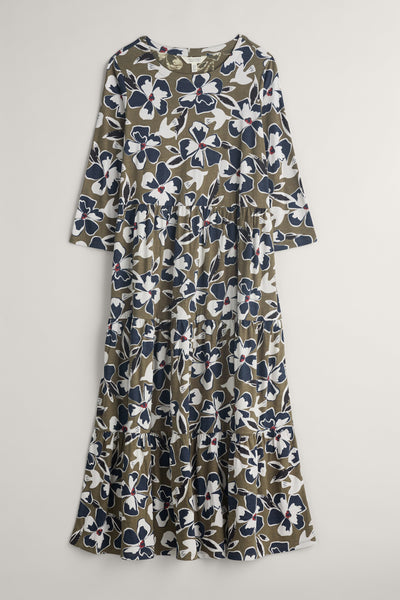 Seasalt Line Strokes Dress in Bird Flower Dark Seagrass-Womens-Ohh! By Gum - Shop Sustainable