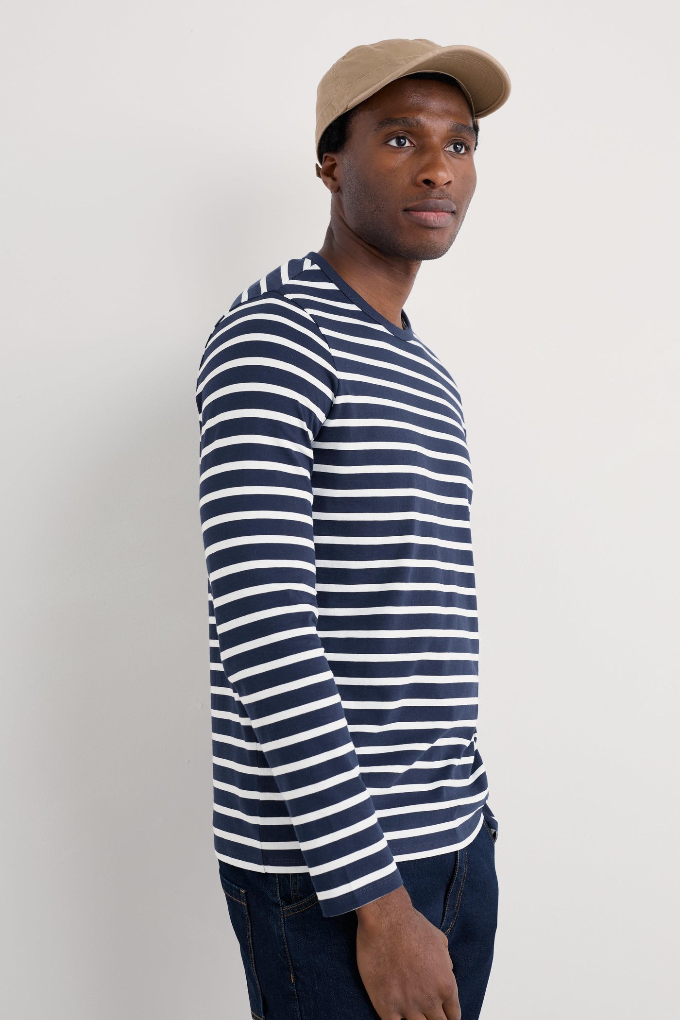 Seasalt Men's Sailor Shirt Breton Maritime Chalk