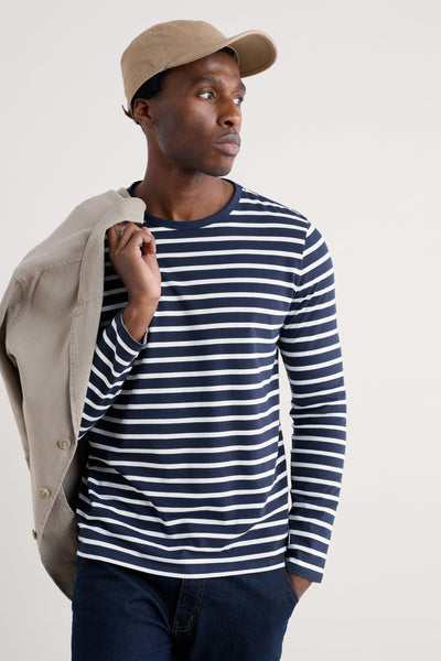 Seasalt Men's Sailor Shirt Breton Maritime Chalk