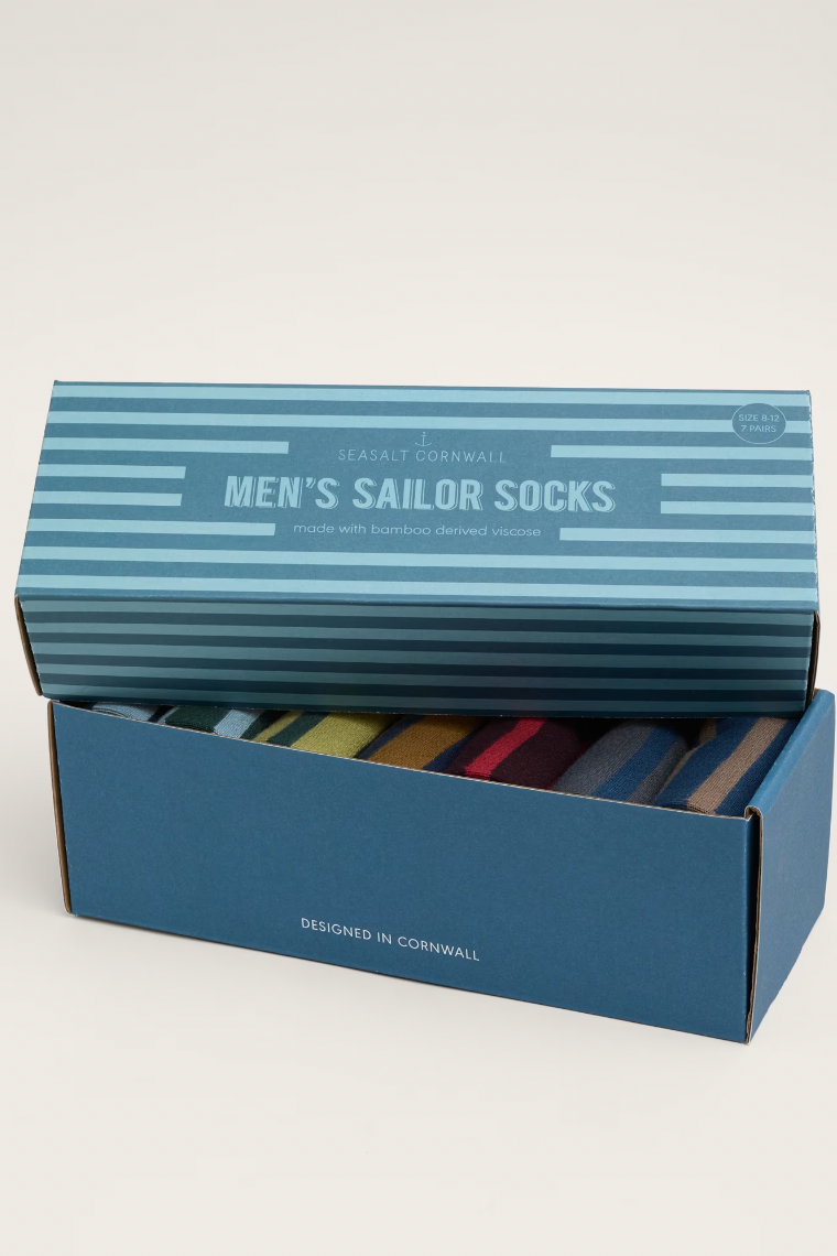 Seasalt Men's Sailor Socks Box of 7 in Woodford Mix-Mens-Ohh! By Gum - Shop Sustainable