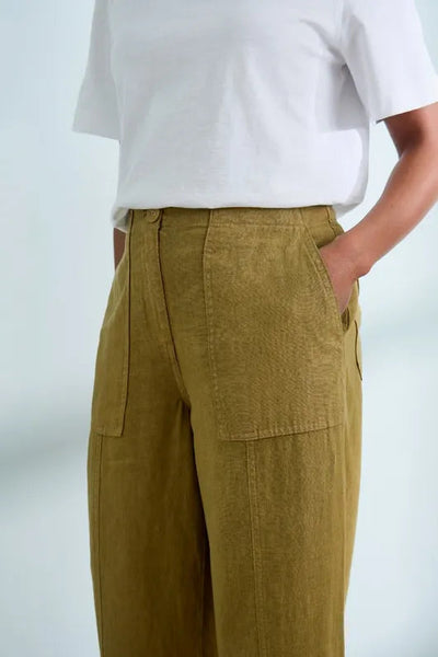 Seasalt Poleacre Cropped Linen Trousers - Fern Moss-Womens-Ohh! By Gum - Shop Sustainable