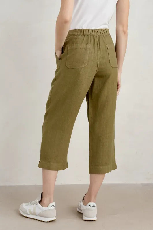 Seasalt Poleacre Cropped Linen Trousers - Fern Moss-Womens-Ohh! By Gum - Shop Sustainable