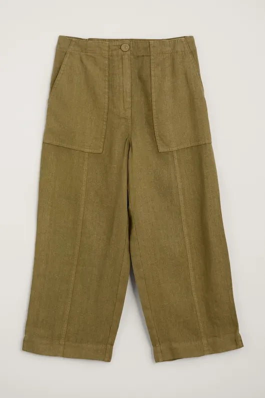 Seasalt Poleacre Cropped Linen Trousers - Fern Moss-Womens-Ohh! By Gum - Shop Sustainable